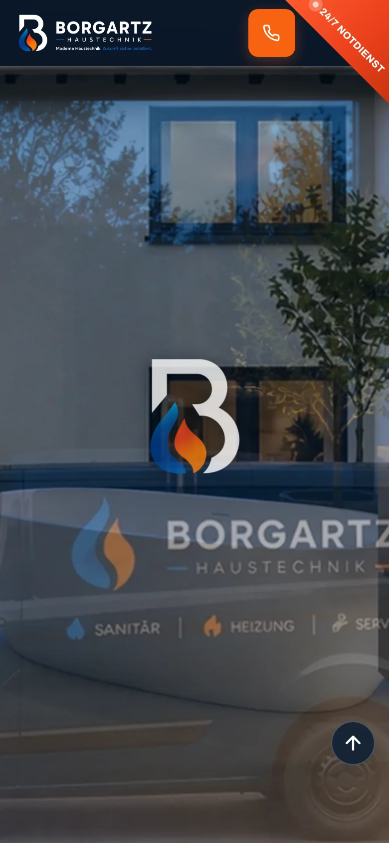 Website von Borgartz Haustechnik auf dem Smartphone