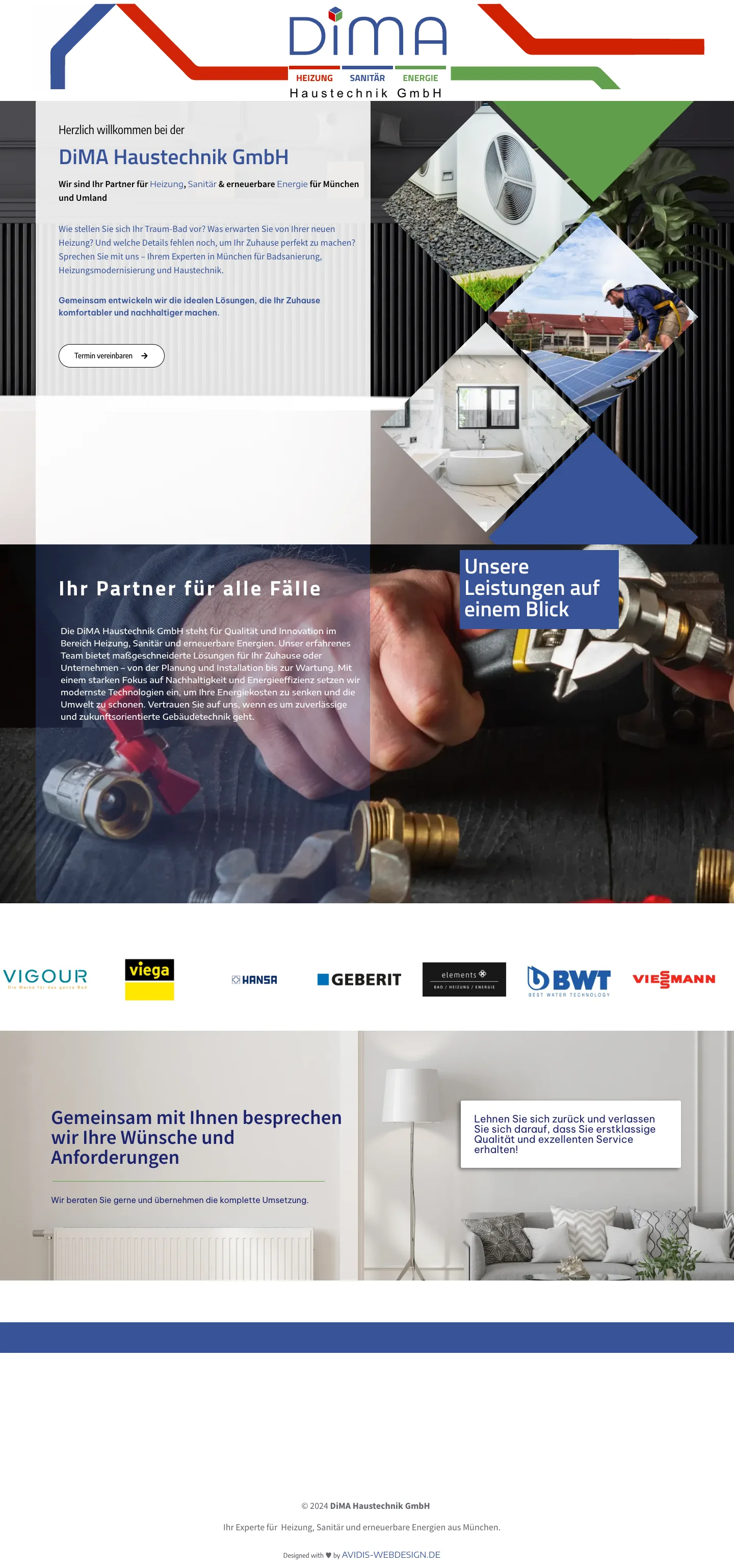 Website der DiMA Haustechnik GmbH