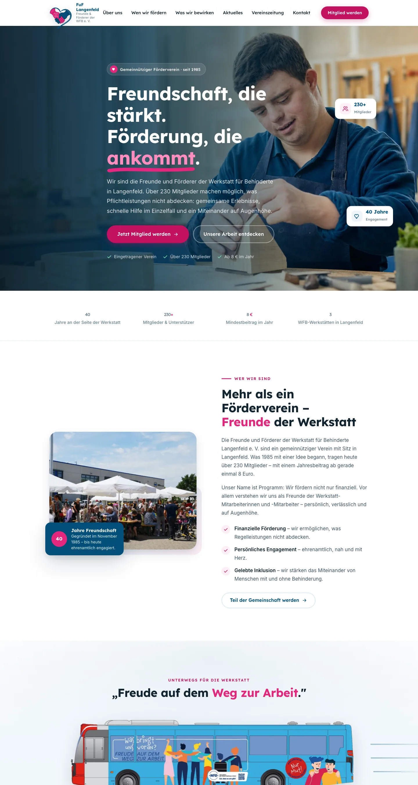 Freunde & Förderer der WFB in der Desktop-Ansicht