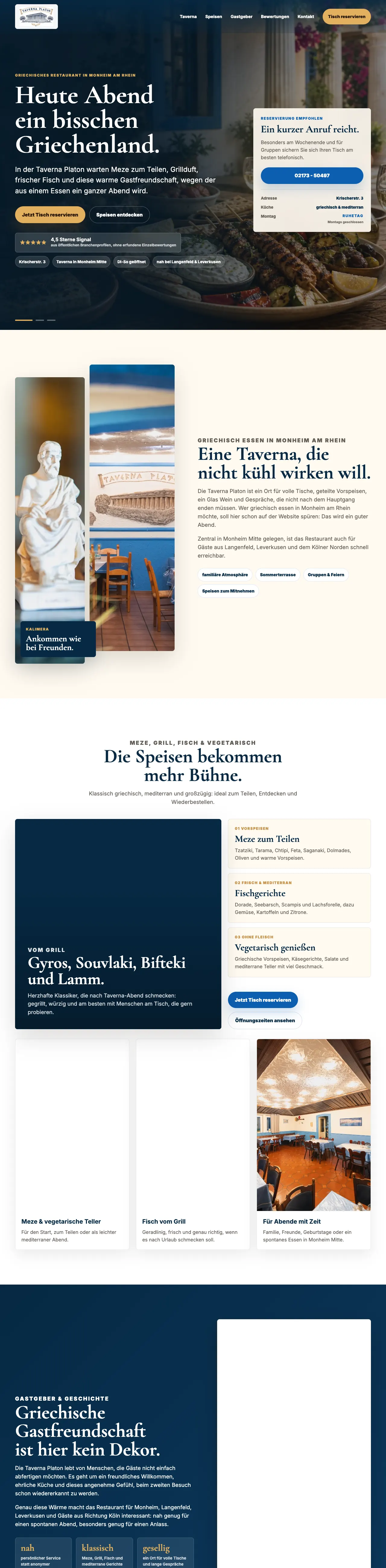 Website der Taverna Platon